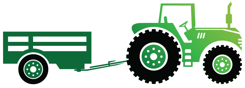 Farm tractor and wagon illustration.