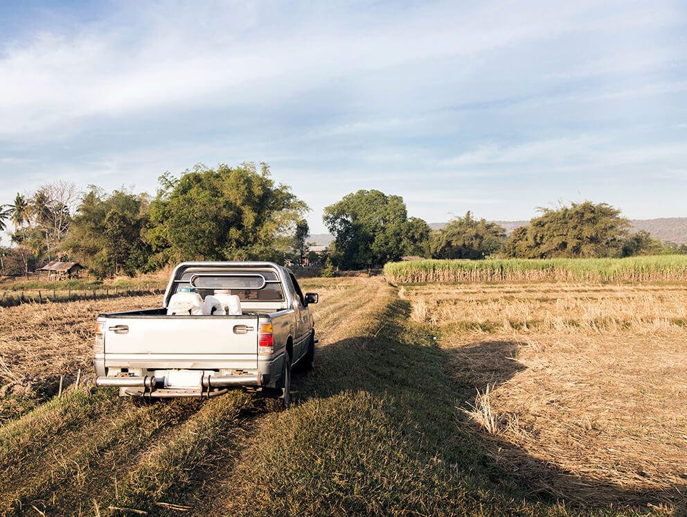 Truck in the field.